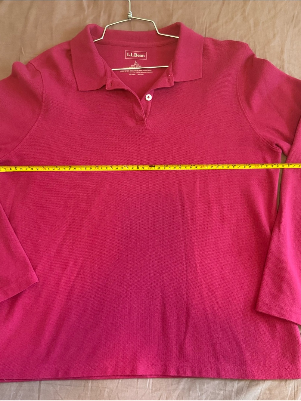 L.L. Bean Men's Long-Sleeve Polo in Bright Raspberry